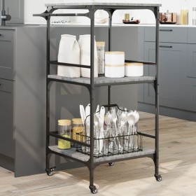 Carrito de cocina madera ingeniería gris Sonoma 60,5x50x105