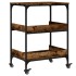 Carrito de cocina madera ingeniería roble ahumado 60x41x80,5
