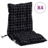 Cojines de silla respaldo bajo 4 uds tela Oxford cuadros