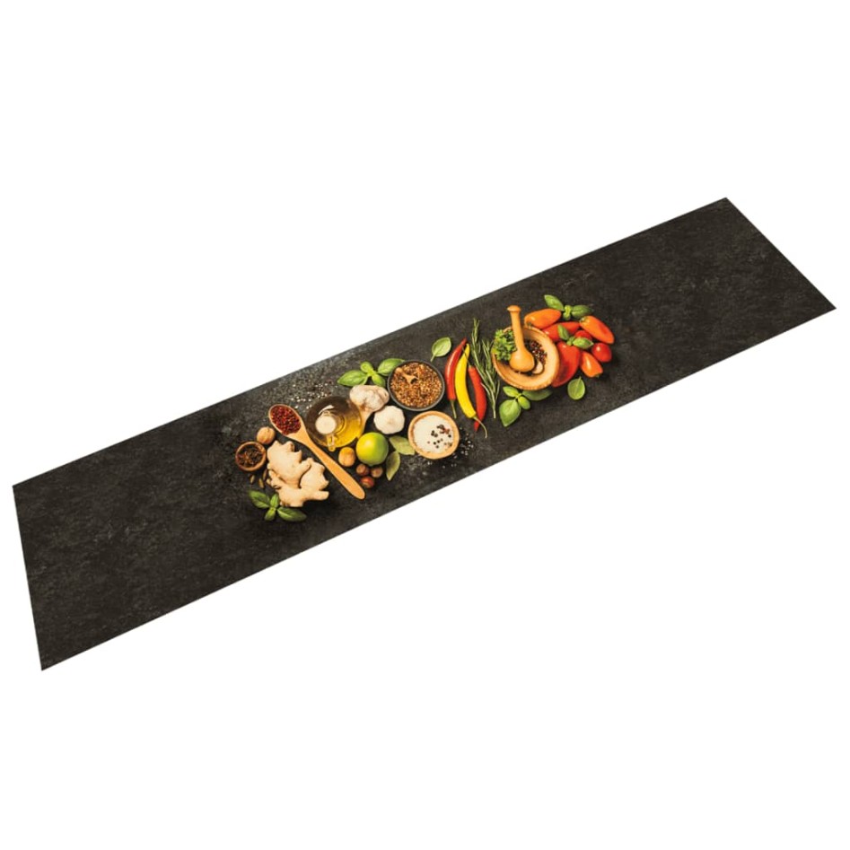 Alfombra de cocina lavable terciopelo dibujo especias 60x300