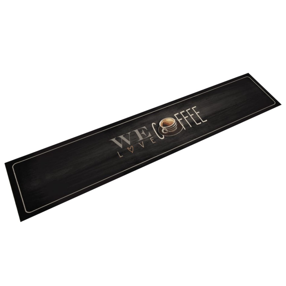 Alfombra de cocina lavable terciopelo texto café 60x300