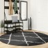Alfombra de pelo largo moderna negro y crema Ø 200