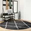 Alfombra de pelo largo moderna negro y crema Ø 200 cm