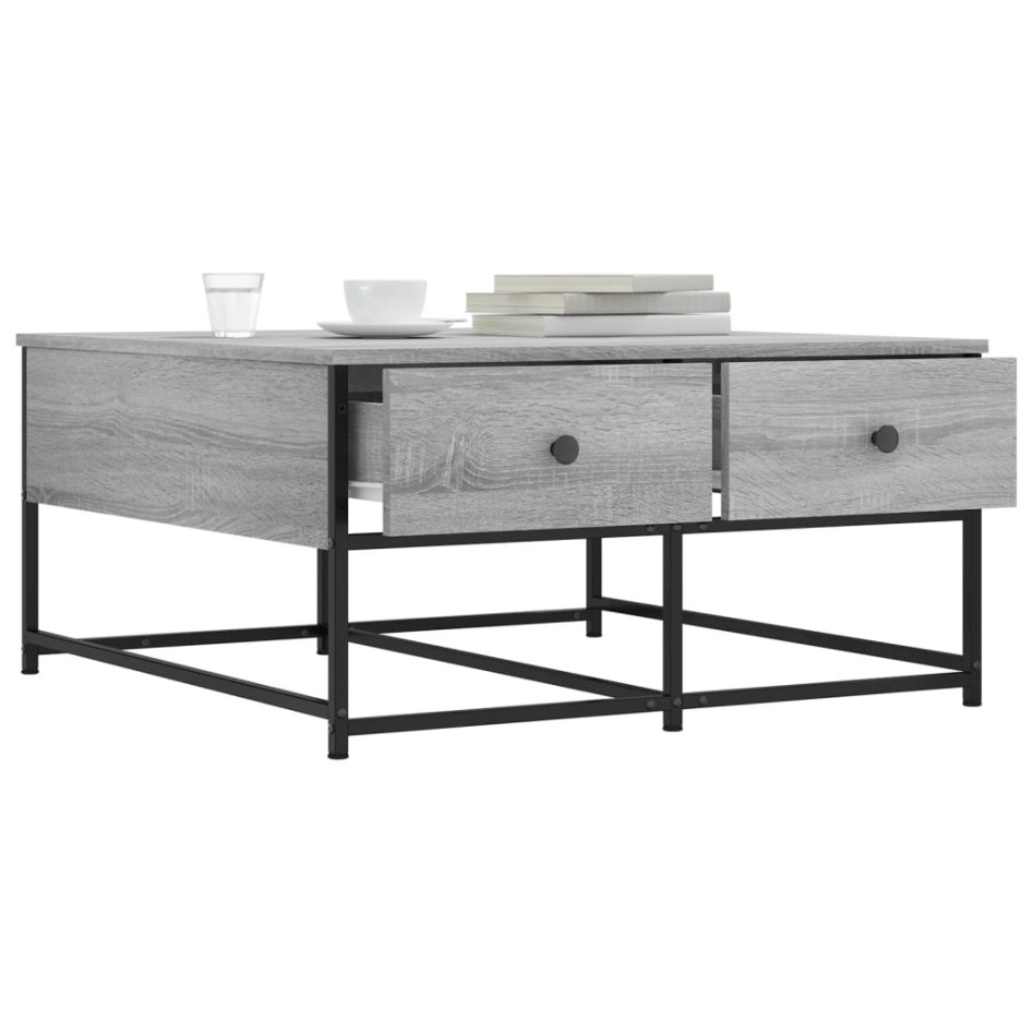 Mesa de centro madera de ingeniería gris Sonoma 80x80x40