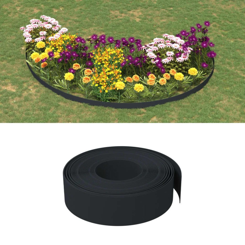 Borduras de jardín 2 uds polietileno negro 10 m 15