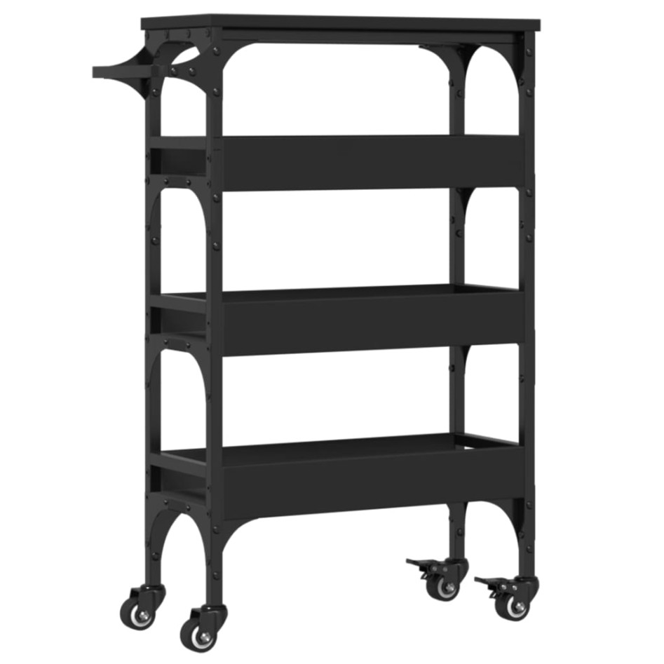 Carrito de cocina madera de ingeniería negro 53x20x76