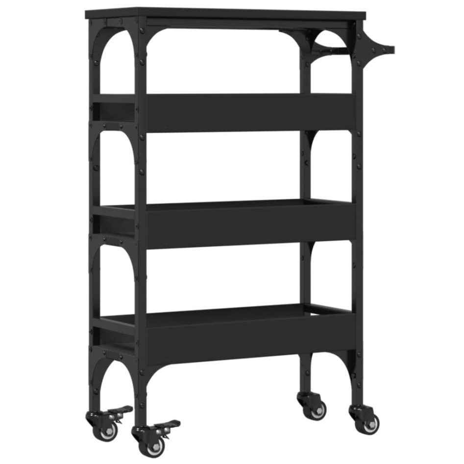 Carrito de cocina madera de ingeniería negro 53x20x76