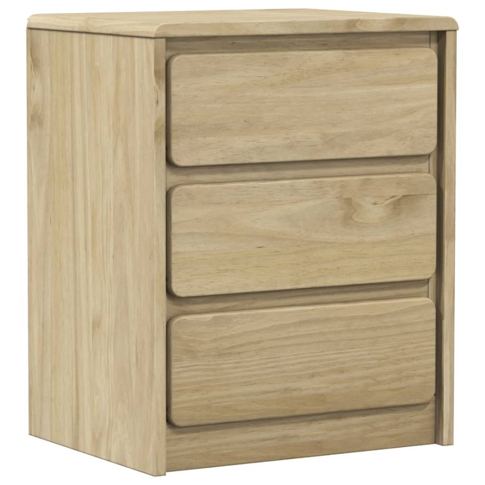 Mesita de noche SAUDA madera de pino maciza roble 44x35x56