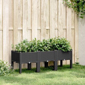 Jardinera con patas PP negro 120x40x42
