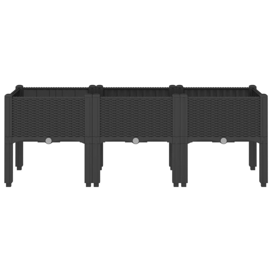 Jardinera con patas PP negro 120x40x42