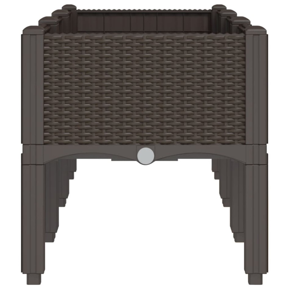 Jardinera con patas PP marrón 120x40x42