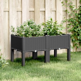 Jardinera con patas PP negro 80x40x42