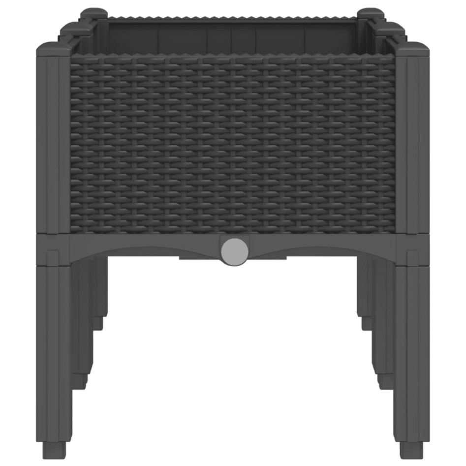 Jardinera con patas PP negro 80x40x42