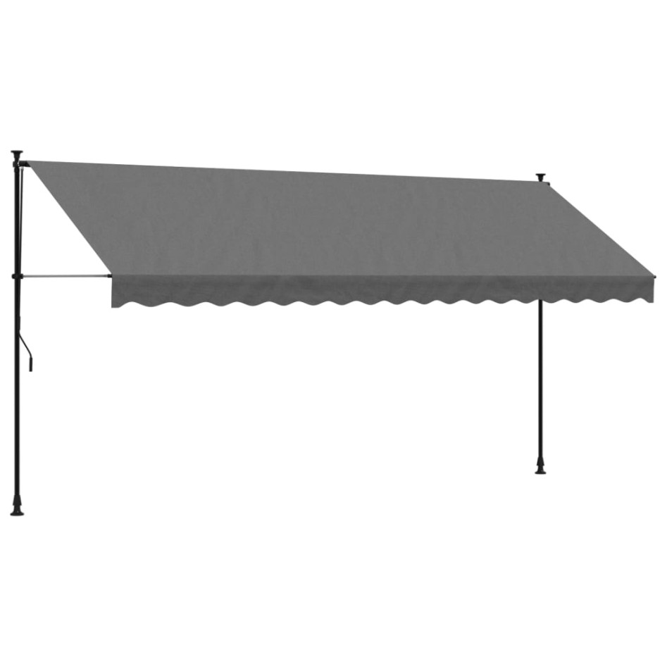 Toldo retráctil de tela y acero gris antracita 400x150
