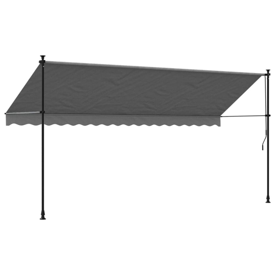 Toldo retráctil de tela y acero gris antracita 400x150