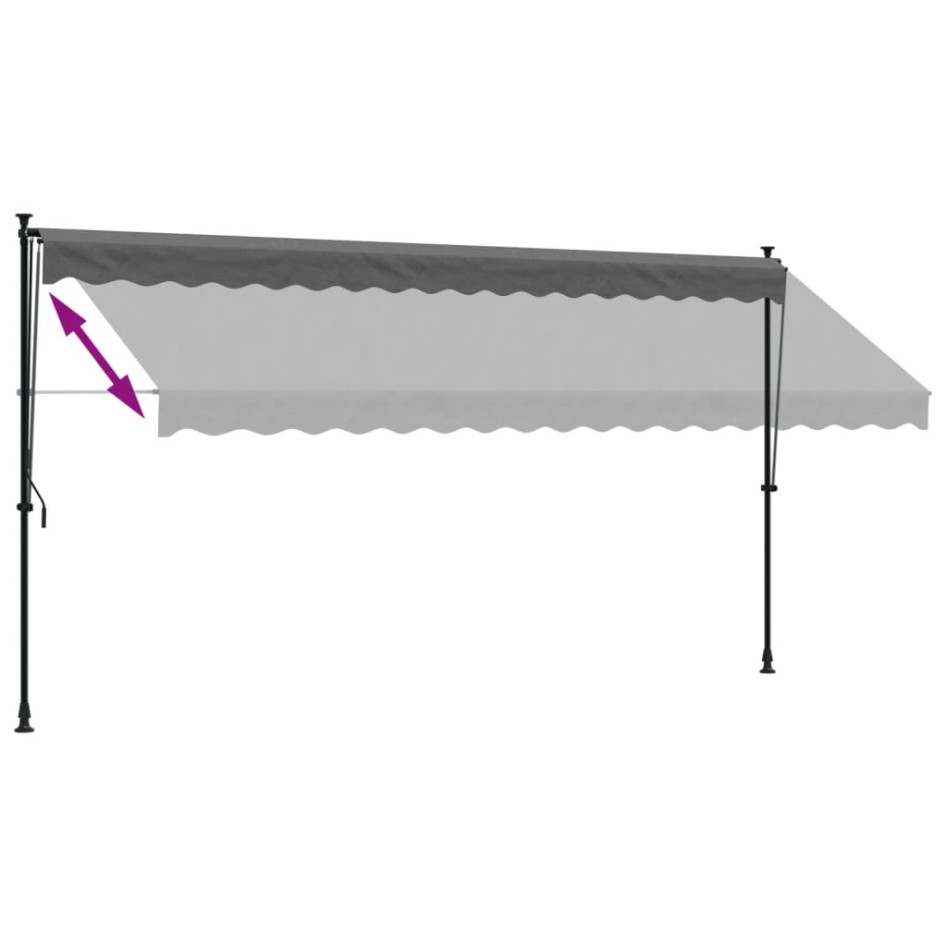 Toldo retráctil de tela y acero gris antracita 400x150
