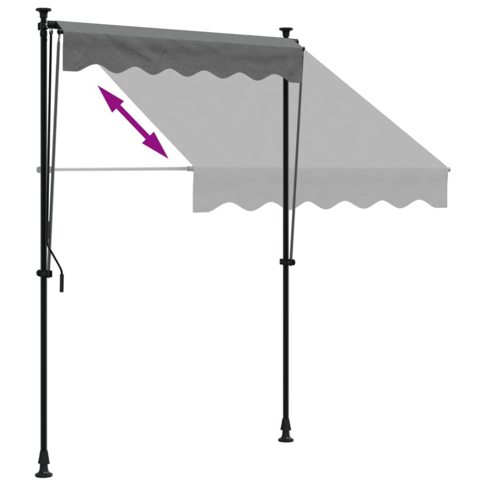 Toldo retráctil de tela y acero gris antracita 150x150