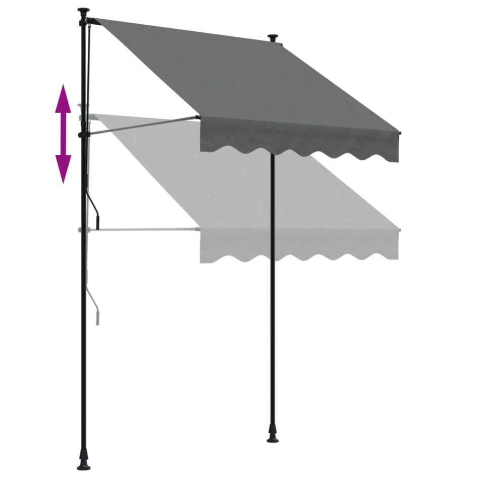 Toldo retráctil de tela y acero gris antracita 150x150