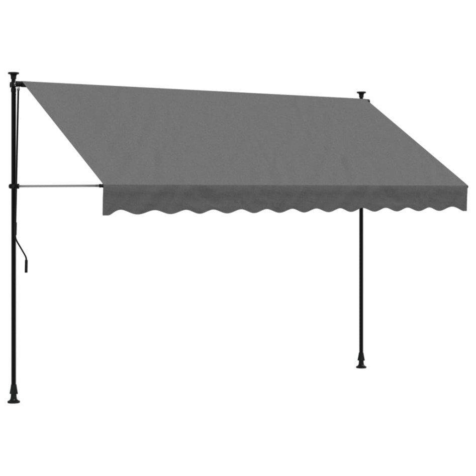 Toldo retráctil de tela y acero gris antracita 300x150