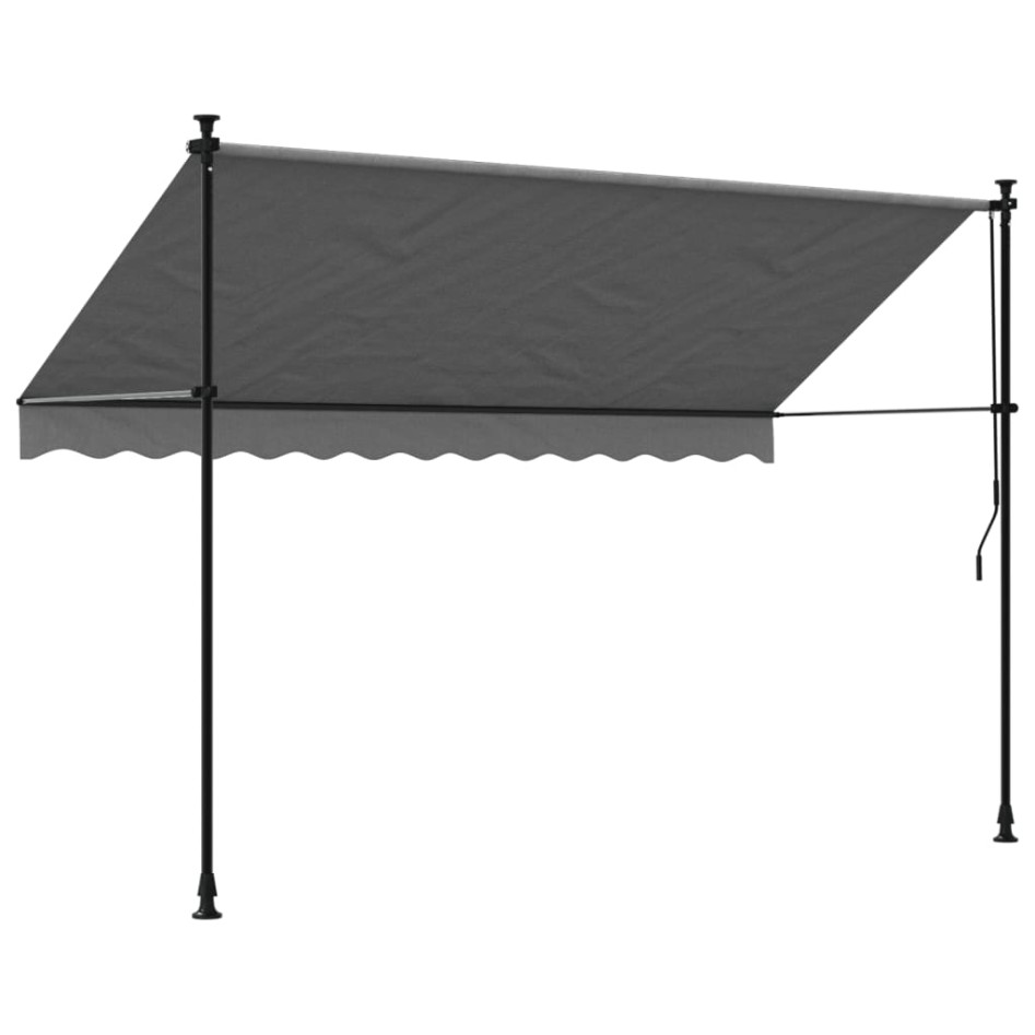 Toldo retráctil de tela y acero gris antracita 300x150