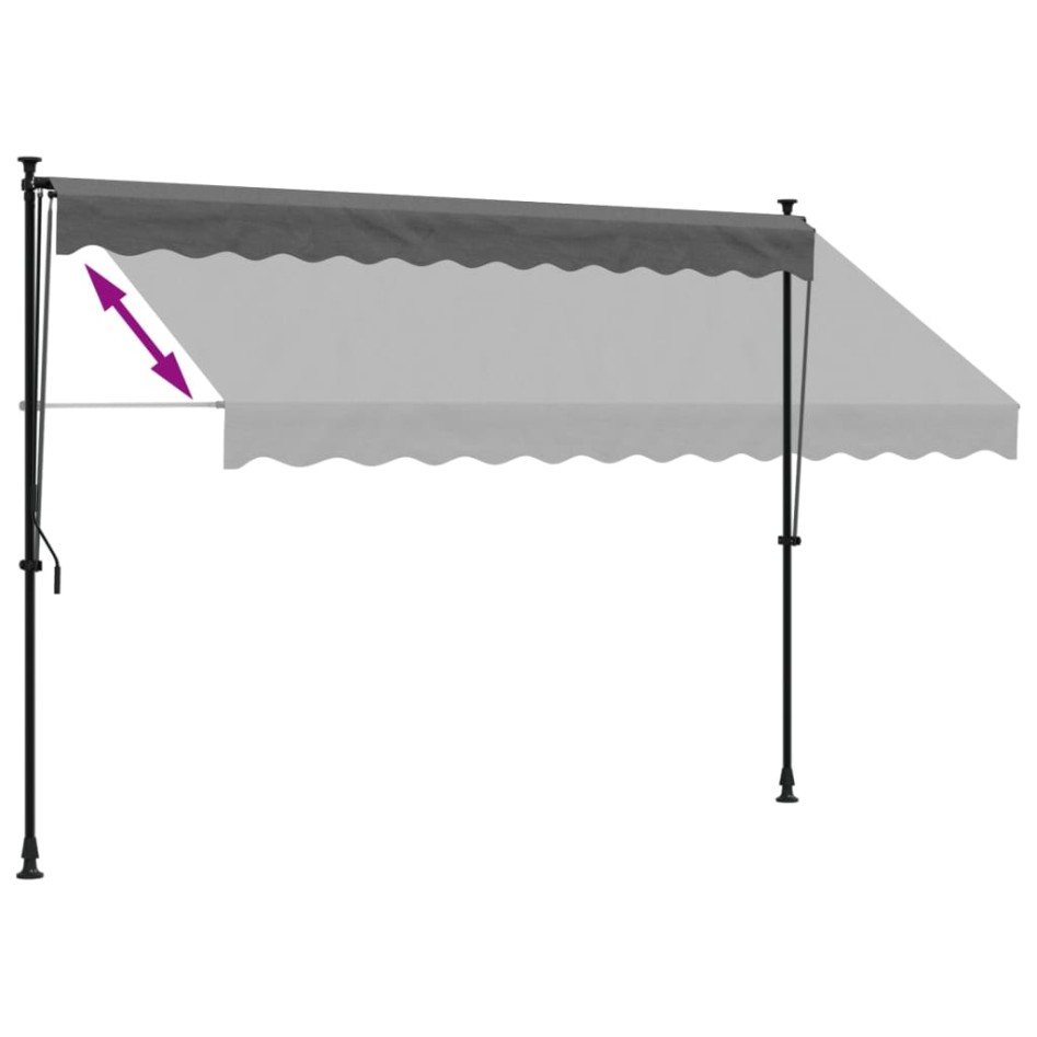 Toldo retráctil de tela y acero gris antracita 300x150