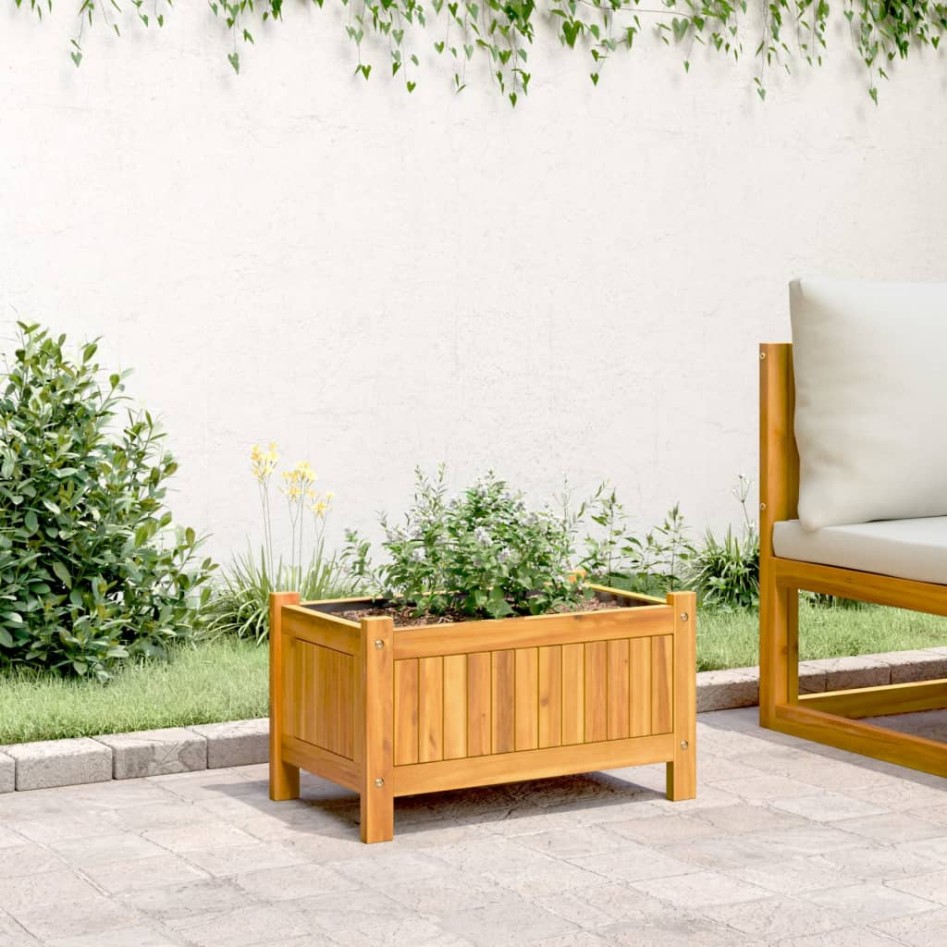 Jardinera con forro madera maciza de acacia 54x31x30
