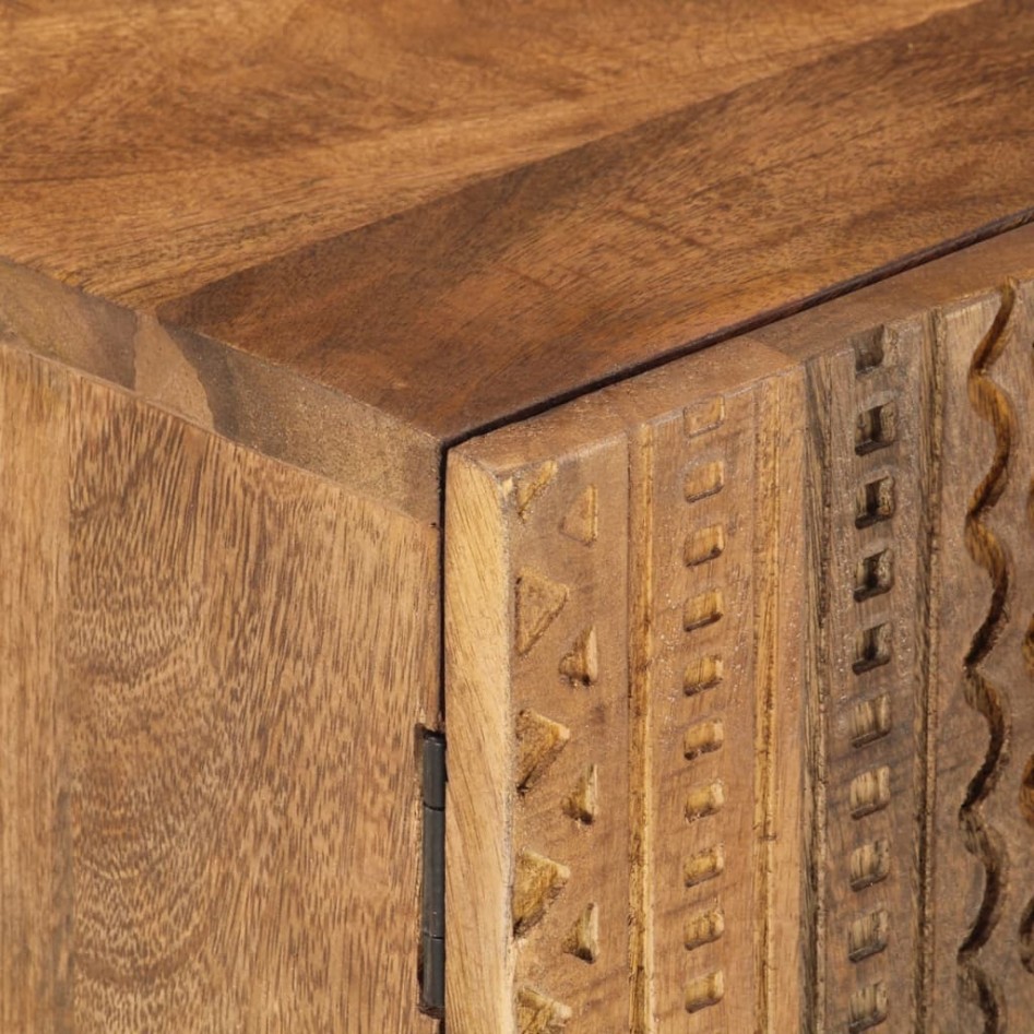 Mesita de noche madera maciza de mango y hierro 40x30x50