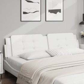 Cabecero de cama acolchado cuero sintético blanco 200