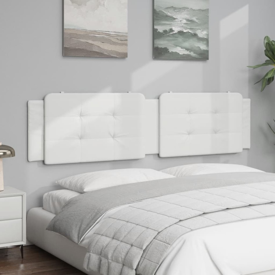 Cabecero de cama acolchado cuero sintético blanco 200