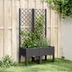 Jardinera con enrejado PP negro 80x40x142 cm