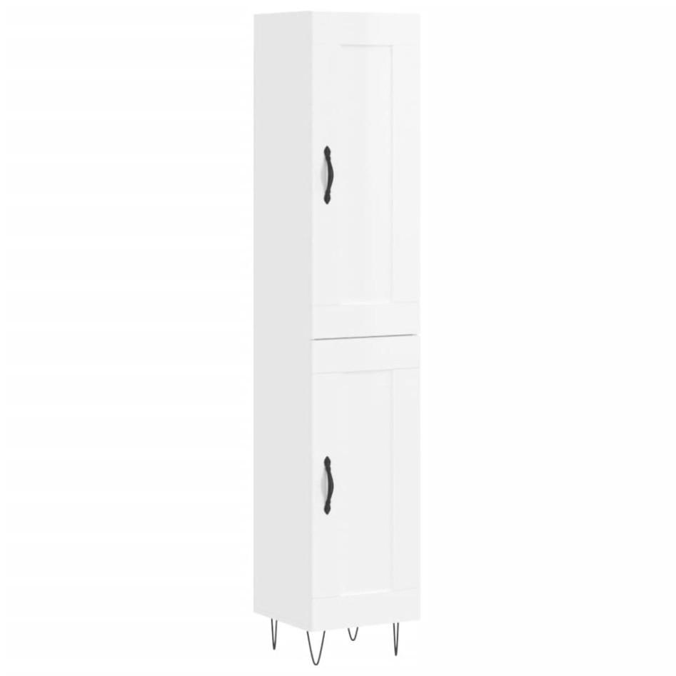 Aparador alto madera contrachapada blanco brillo 34,5x34x180