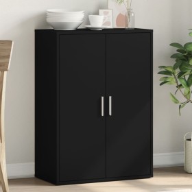 Aparador de madera de ingeniería negro 60x31x84