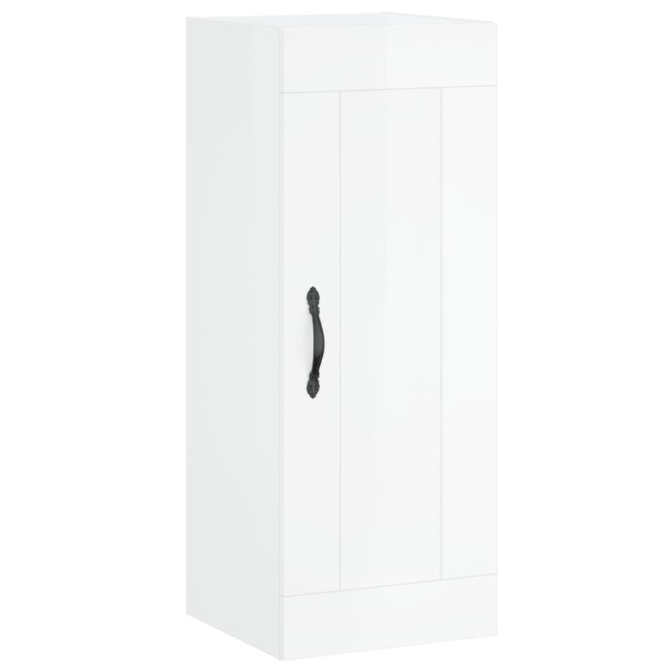 Aparador alto madera contrachapada blanco brillo 34,5x34x180