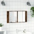 Armario espejo de baño LED acrílico roble ahumado 90x12x45
