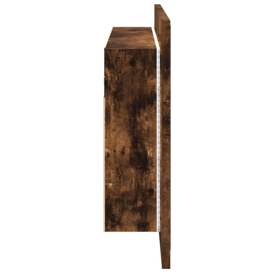 Armario espejo de baño LED acrílico roble ahumado 90x12x45