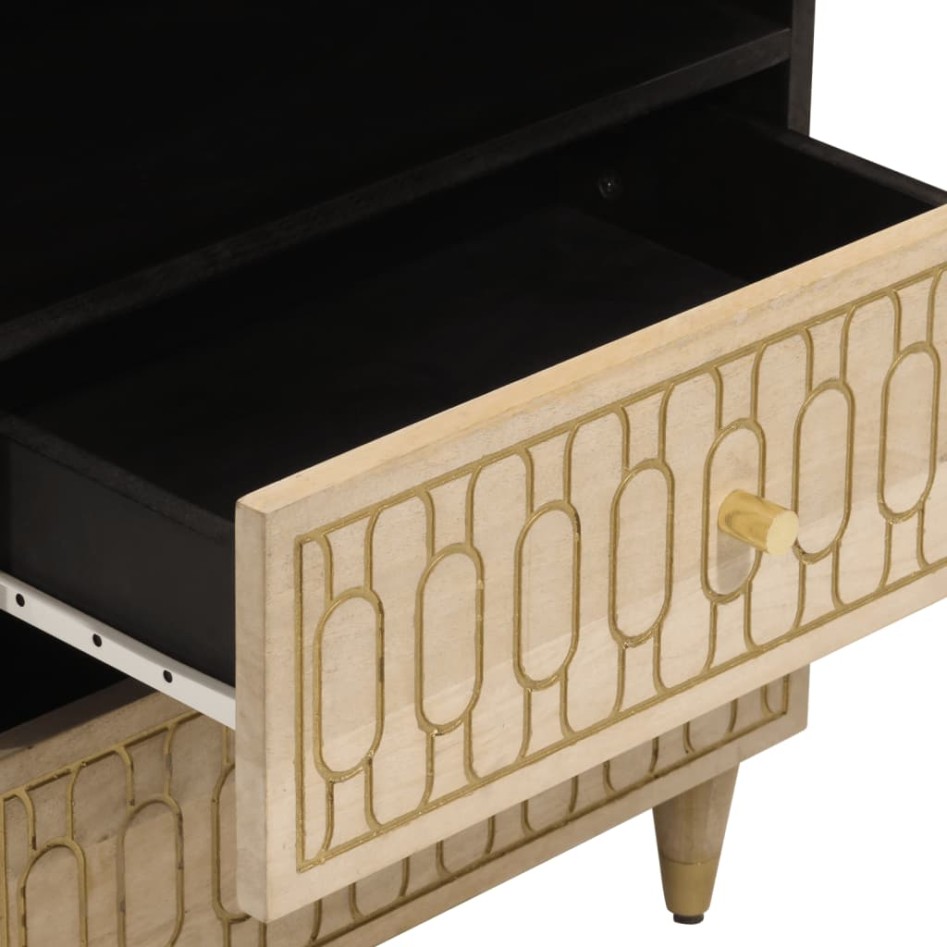 Mesita de noche madera maciza de mango 50x33x60