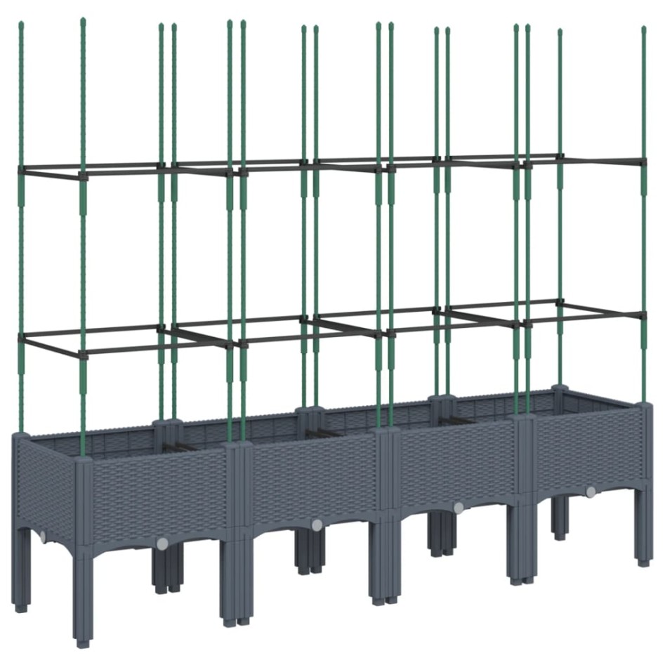 Jardinera con enrejado PP azul gris 160x40x142,5