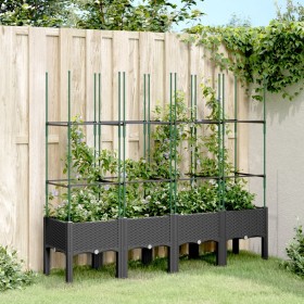 Jardinera con enrejado PP negro 160x40x142,5