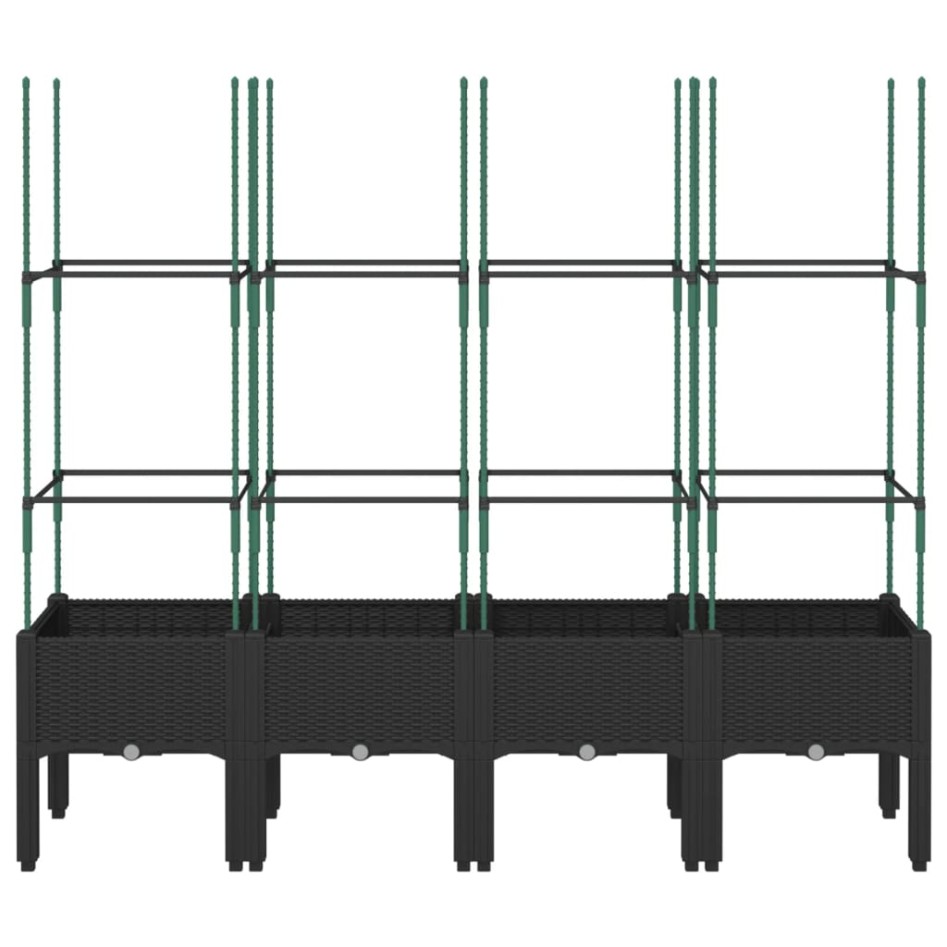 Jardinera con enrejado PP negro 160x40x142,5