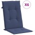 Cojines para silla con respaldo alto 6 uds tela azul