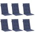 Cojines para silla con respaldo alto 6 uds tela azul
