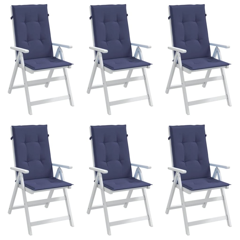 Cojines para silla con respaldo alto 6 uds tela azul
