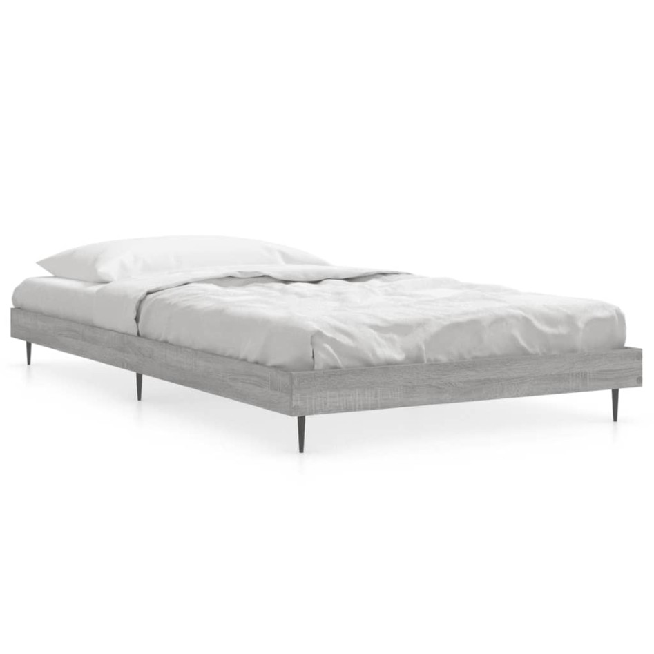 Estructura de cama madera de ingeniería gris Sonoma 90x200