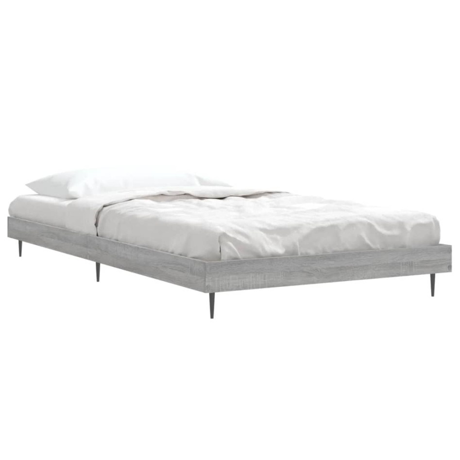 Estructura de cama madera de ingeniería gris Sonoma 90x200