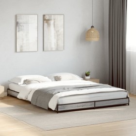Estructura cama madera ingeniería metal gris Sonoma 120x200