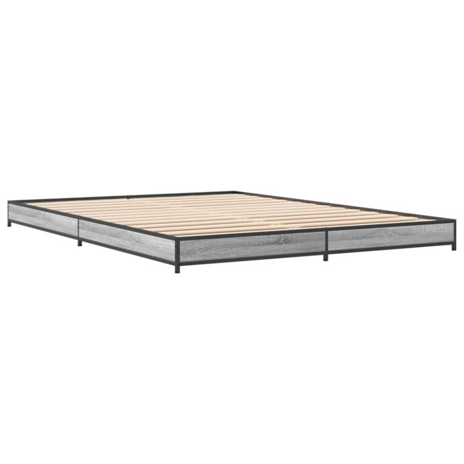 Estructura cama madera ingeniería metal gris Sonoma 120x200