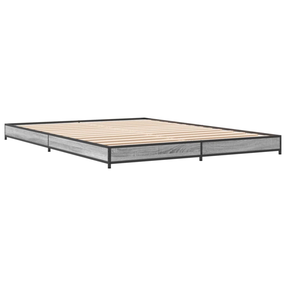 Estructura cama madera ingeniería metal gris Sonoma 120x200