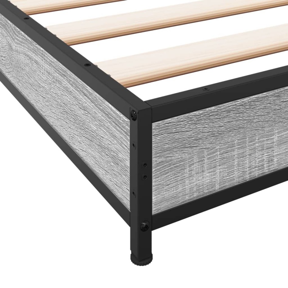 Estructura cama madera ingeniería metal gris Sonoma 120x200