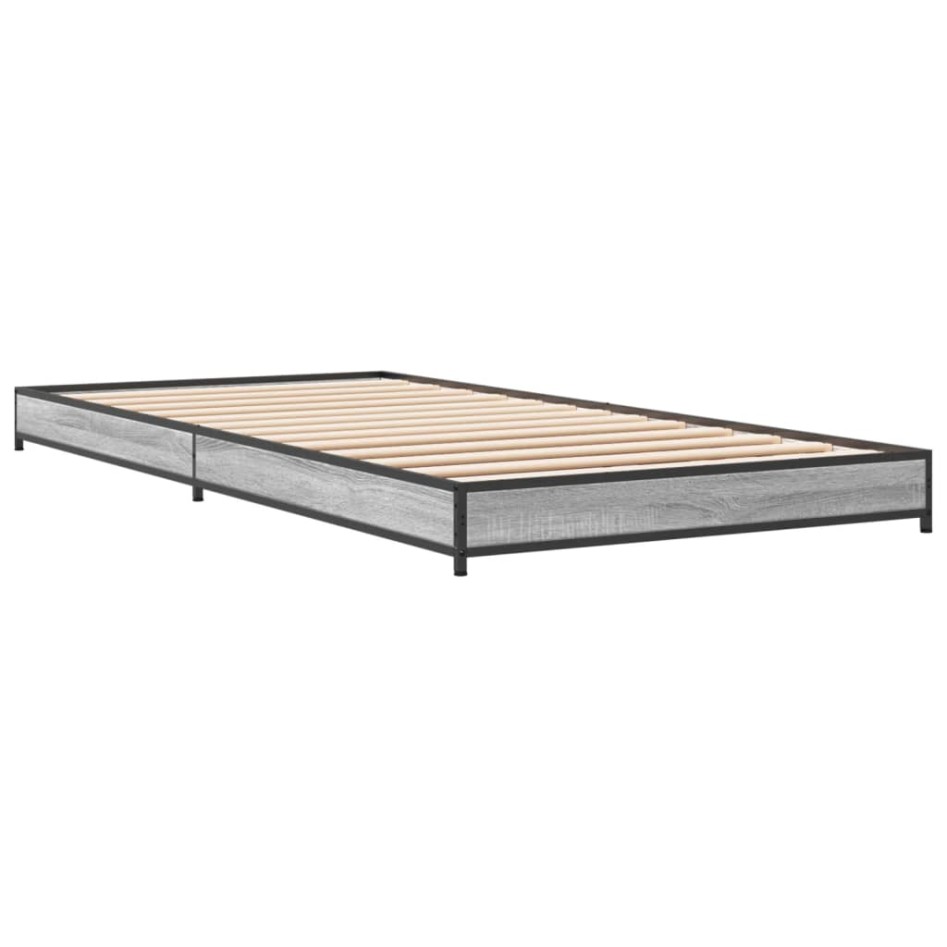Estructura cama madera ingeniería metal gris Sonoma 75x190