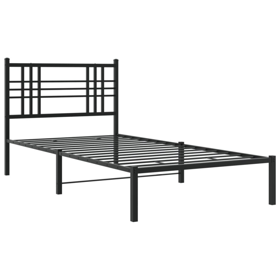 Estructura cama sin colchón con cabecero metal negro 100x190